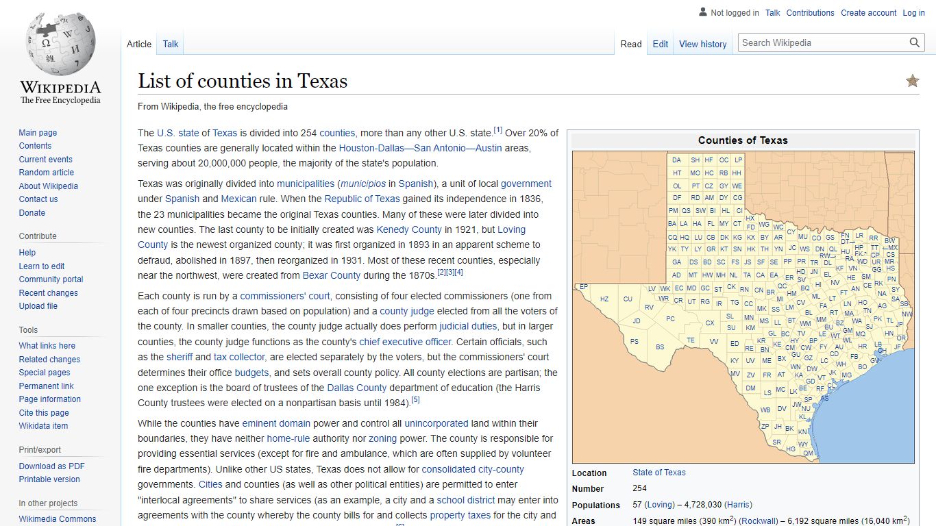 List of counties in Texas - Wikipedia